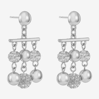 Monet Jewelry Beaded Womens Brown Glass Surgical Steel Round Hypoallergenic Chandelier Earrings