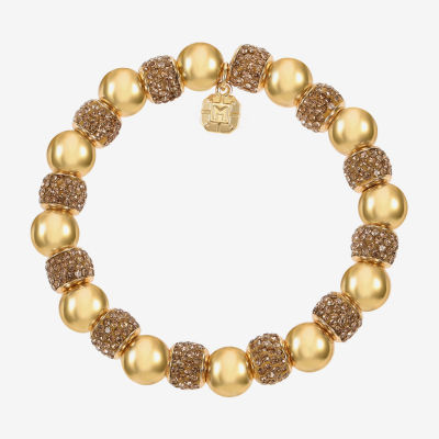 Monet Jewelry Womens Brown Glass Surgical Steel Round Stretch Bracelet