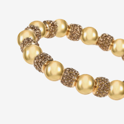 Monet Jewelry Womens Brown Glass Surgical Steel Round Stretch Bracelet