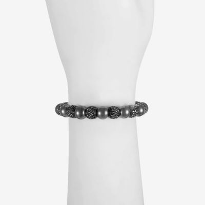 Monet Jewelry Womens Brown Glass Surgical Steel Round Stretch Bracelet