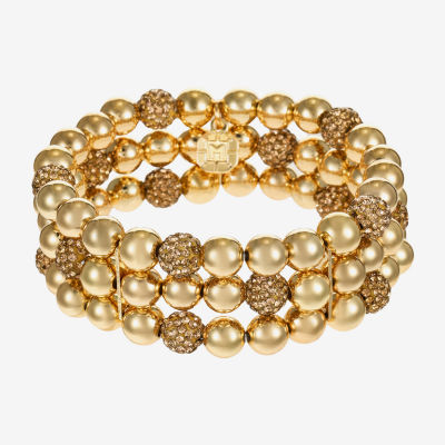 Monet Jewelry Womens Brown Glass Surgical Steel Round Stretch Bracelet