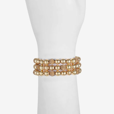 Monet Jewelry Womens Brown Glass Surgical Steel Round Stretch Bracelet