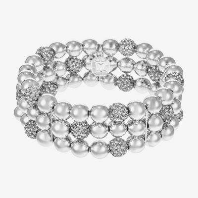 Monet Jewelry Womens Glass Surgical Steel Round Stretch Bracelet
