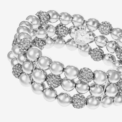 Monet Jewelry Womens Glass Surgical Steel Round Stretch Bracelet