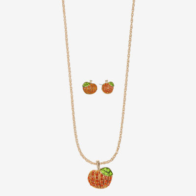 Monet Jewelry Gold Tone Pumpkin Womens Multi Color Glass 2-pc. Jewelry Set