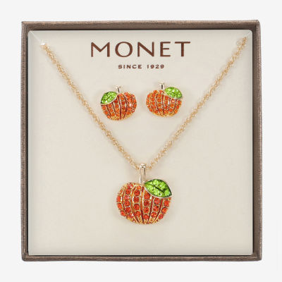 Monet Jewelry Gold Tone Pumpkin Womens Multi Color Glass 2-pc. Jewelry Set