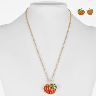 Monet Jewelry Gold Tone Pumpkin Womens Multi Color Glass 2-pc. Jewelry Set