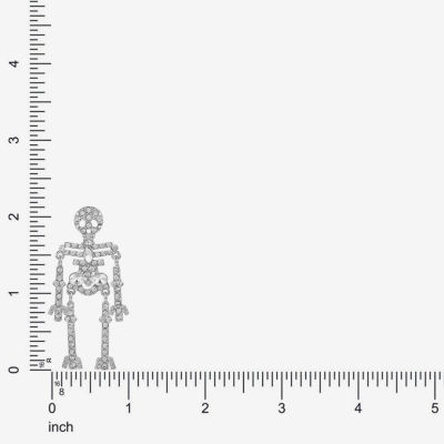 Monet Jewelry Silver Tone Halloween Skeleton Glass Pin