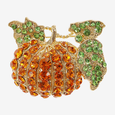 Monet Jewelry Gold Tone Pumpkin Multi Color Glass Pin