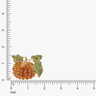 Monet Jewelry Gold Tone Pumpkin Multi Color Glass Pin