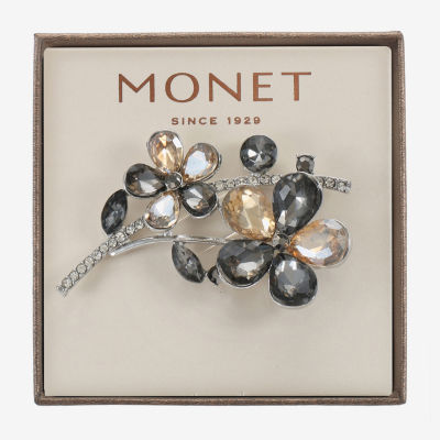 Monet Jewelry Gray Glass Pin