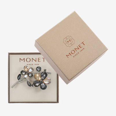 Monet Jewelry Gray Glass Pin
