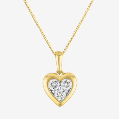 (G-H /Si2-I1) Womens 1/3 CT. T.W. Lab Grown White Diamond 10K Gold Heart 16 Inch Pendant Necklace