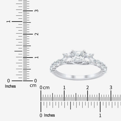 Love Lives Forever Womens 1 1/2 CT. T.W. White Diamond 10K Gold Round Side Stone 3-Stone Engagement Ring