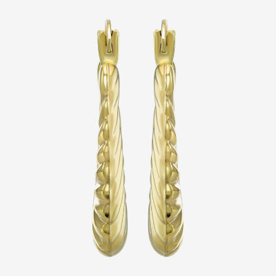 Croissant Womens 10K Gold 22mm Round Hoop Earrings