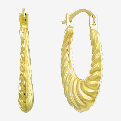 Croissant Womens 10K Gold 22mm Round Hoop Earrings