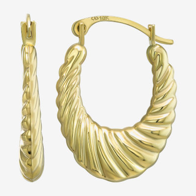 Croissant Womens 10K Gold 22mm Round Hoop Earrings