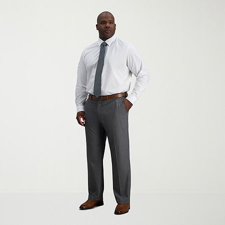 Haggar JMH Sharkskin Mens Classic Fit Big and Tall Dress Flat Front Pant, 44 30, Gray