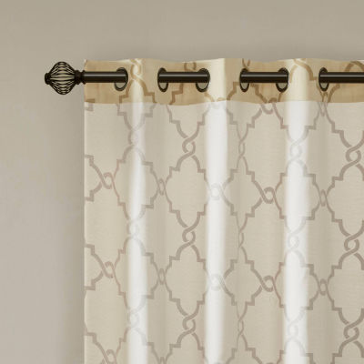 Madison Park Westmont Fretwork Print Grommet Top Light-Filtering Single Curtain Panel