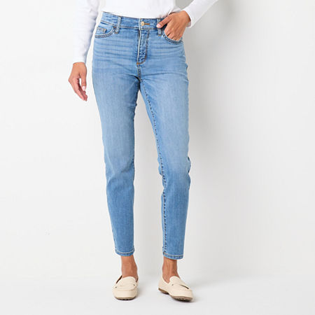 St. John's Bay Womens Mid Rise Skinny Fit Jean, 4, Green