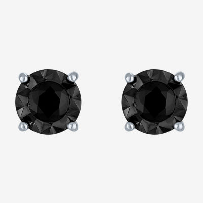 1/2 CT. T.W. Natural Black Diamond Sterling Silver 6.5mm Round Stud Earrings