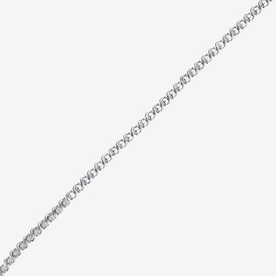(F/Si2) Womens White Diamond Sterling Silver 18 Inch Tennis Necklace