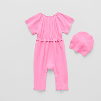 Grayson Little Baby Girls Crew Neck Short Sleeve Rib Jumpsuit