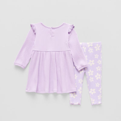Grayson Little Baby Girls Ruffled Rib Knit 2-pc. Dress Set