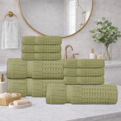 Home Weavers Inc Willow Collection 100% Cotton Zero Twist Super Absorbent 9-pc. Quick Dry Bath Towel Set