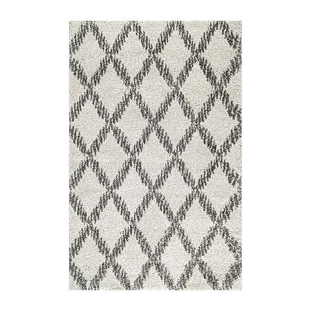 NuLoom Sharika Lattice Shaggy Rectangular Rug, One Size, White