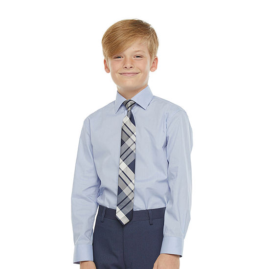 Collection By Michael Strahan Big Boys Spread Collar Long Sleeve Shirt + Tie Set