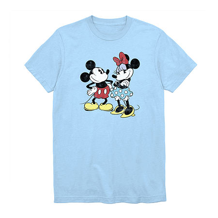 Mickey Minnie Retro Mens Crew Neck Short Sleeve Regular Fit Mickey Mouse Minnie Mouse Graphic T-Shirt, Small, Blue