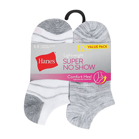 Hanes Lightweight Womens Multi-Pack 12 Pair Liner Socks, 9-11, White