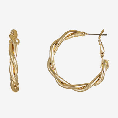Liz Claiborne Twisted Womens 30mm Hypoallergenic Hoop Earrings