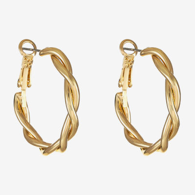 Liz Claiborne Twisted Womens 30mm Hypoallergenic Hoop Earrings