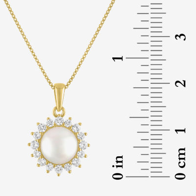 Womens White Cultured Freshwater Pearl 14K Gold Over Silver Pendant Necklace