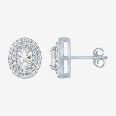 Lab Created White Sapphire Sterling Silver 10.2mm Stud Earrings