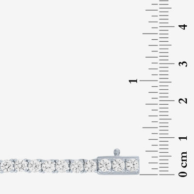 Womens White Sapphire Sterling Silver 18 Inch Tennis Necklace