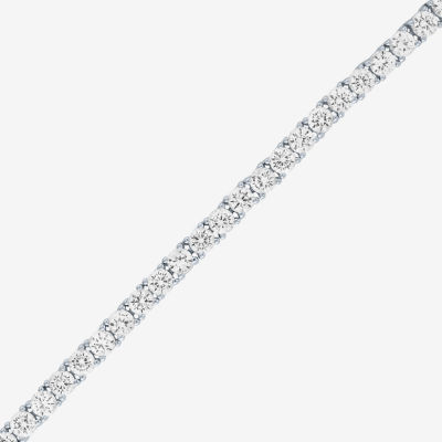 Womens Lab Created White Sapphire Sterling Silver Tennis Necklaces