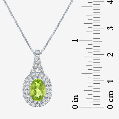 Gemstone & Lab-Created White Sapphire Sterling Silver Halo Pendant Necklace