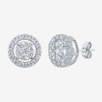 Diamond Blossom (G / Si2) 1 CT. T.W. Lab Grown White Diamond 10K White Gold 6.1mm Round Stud Earrings