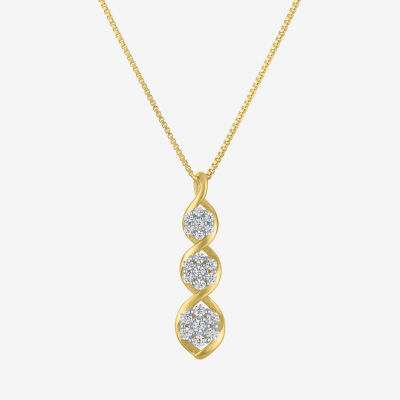 Diamond Blossom (-H / I1-I2) Womens 1/ CT. T.W. Lab Grown White Diamond 10K Gold Pendant Necklace