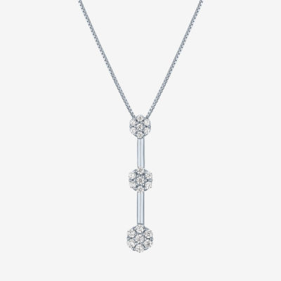 Diamond Blossom (G-H / Si2-I1) Womens 1/5 CT. T.W. Lab Grown White Diamond 10K White Gold Pendant Necklace