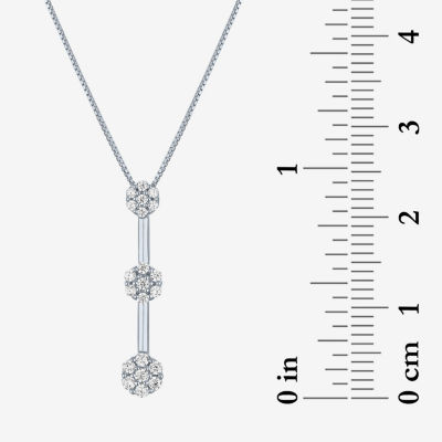 Diamond Blossom 3-Stone (G-H / Si2-I1) Womens 1/5 CT. Lab Grown White Diamond 10K White Gold 16 Inch Pendant Necklace