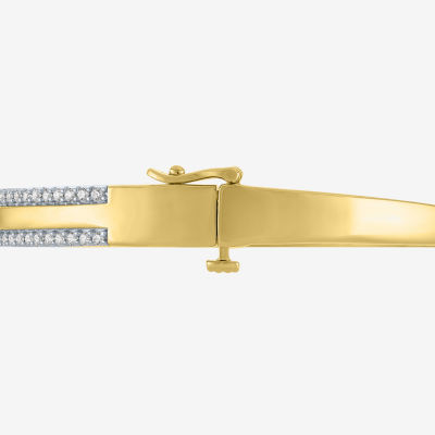 (G-H / I1-I2) 1 CT. T.W. Lab Grown White Diamond 10K Gold Bangle Bracelet