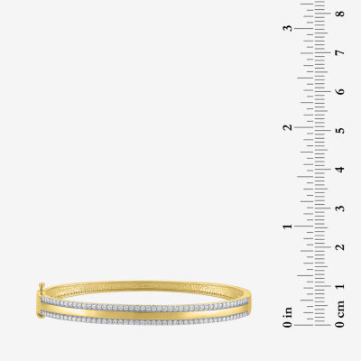 (G-H / I1-I2) 1 CT. T.W. Lab Grown White Diamond 10K Gold Round Bangle Bracelet