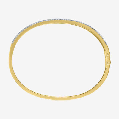 (G-H / I1-I2) 1 CT. T.W. Lab Grown White Diamond 10K Gold Round Bangle Bracelet