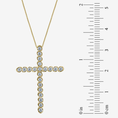 G / Si2) Womens 1/2 CT. T.W. Lab Grown White Diamond 14K Gold Cross Pendant Necklace