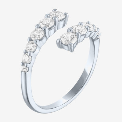 Diamond Addiction (G-H / Si2-I1) Womens 1 CT. T.W. Lab Grown White 10K Gold Side Stone Bypass  Cocktail Ring