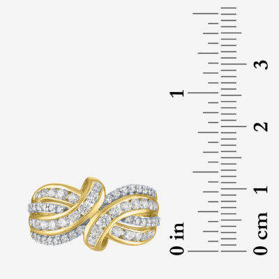 (G-H / I1-I2) Womens 1 CT. T.W. Lab Grown White Diamond 10K Gold Bypass  Cocktail Ring